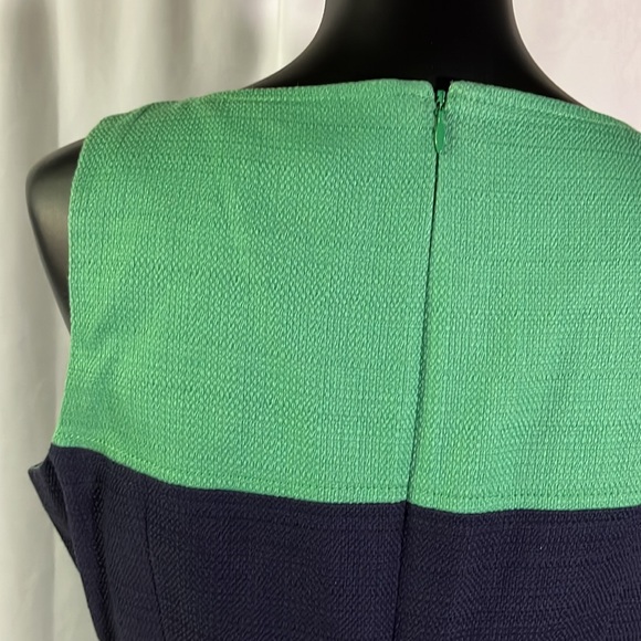 NWT Banana Republic Navy & Green Striped Sleeveless Cotton Sheath Dress - Picture 11 of 16
